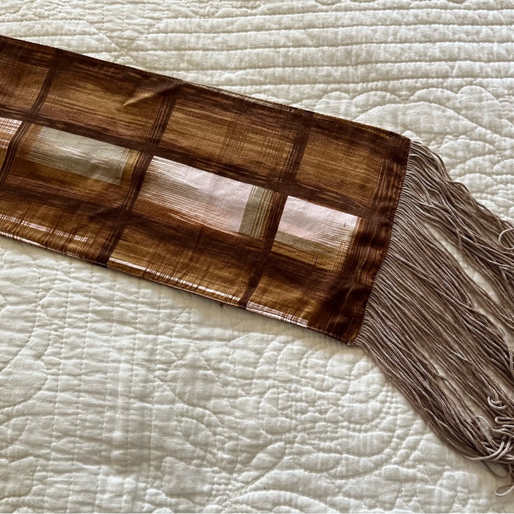 Brown and Tan Fringed Scarf